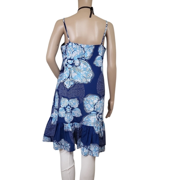 Jean-Pierre Klifa Hibiscus Dress Tropical Bloom Ocean - Picture 3 of 4